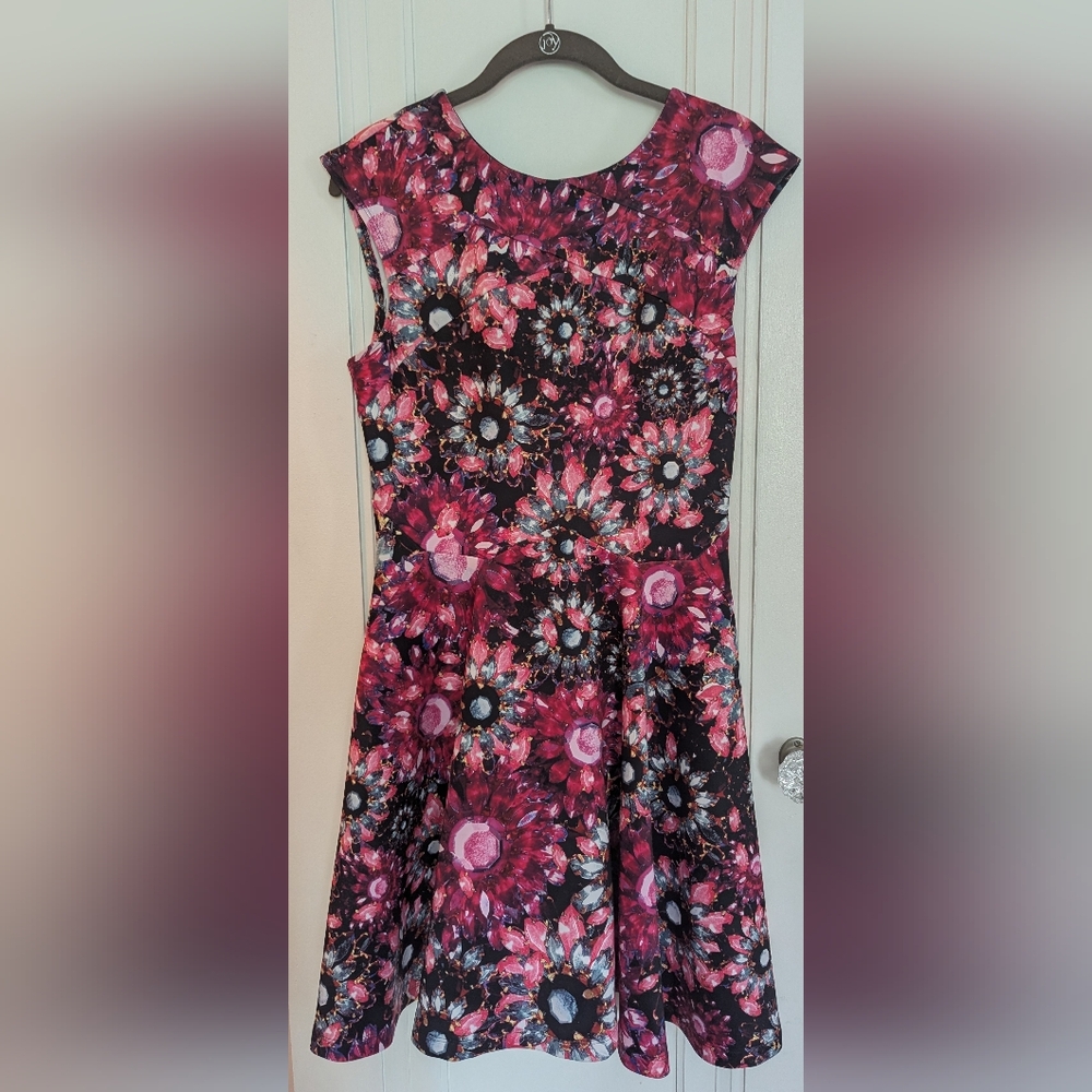 Ted Baker Pink Crystal Broach Skater Dress